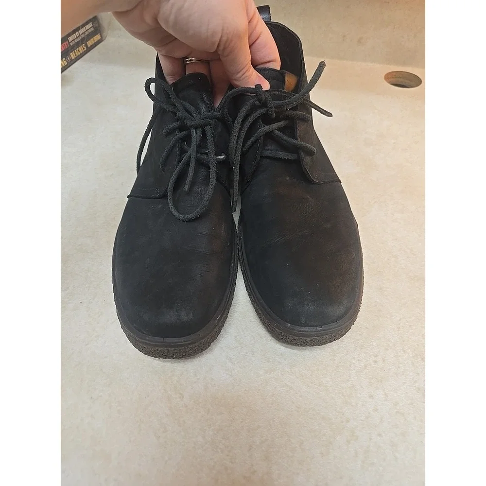 ECCO Men's Black Nubuck Chukka Boots 41 EU 10 US Crepetray Lace Up Ankle Shoes